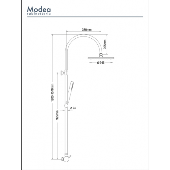 Στήλη Ντουζ Ορειχάλκινη Modea Etna by Viospiral Με Κολώνα 00-02957/BG Brushed Gold